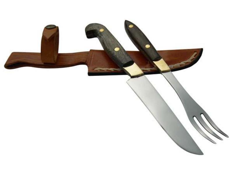 Juego Trinchar Doble Madera 11Cm Acero Inox Vaina Vaqueta - Imagen 2