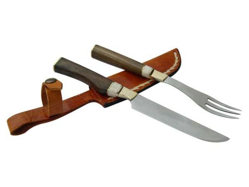 Juego Trinchar Doble Madera Combinado 11Cm Acero Inox Vaina Vaqueta - Imagen 2