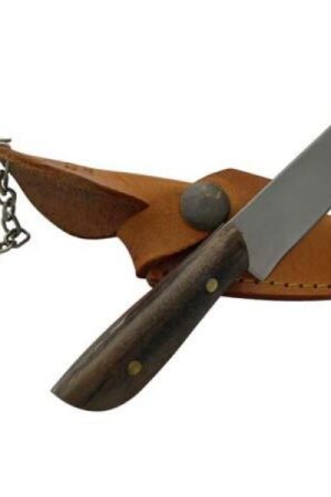 Cuchillo Llavero Madera 5 Cm Acero Inox Vaina Vaqueta