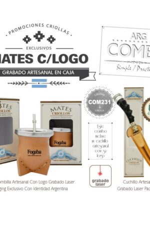 Combo 50 Mates Grabados CBombillaCaja  Un Cuchillo De Regalo