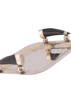 Bandeja de Alpaca Cuadrada 24cm con manija de Asta