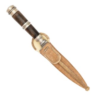 Cuchillo Madera y Alpaca 14 Cm Acero Inox Vaina Cuero Crudo