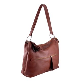 Bolso En Cuero Con Dos Cierres Y Flecos