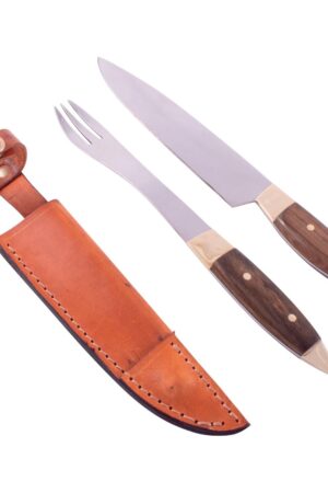 Juego Asador Criollo Doble En Madera Acero Inox 20 Cm