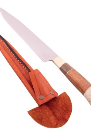 Cuchillo Entrerriano Madera 20Cm Acero Inox Vaina Vaqueta