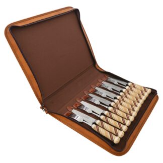 Juego De Cubiertos Trenzados Con Estuche de Cuero