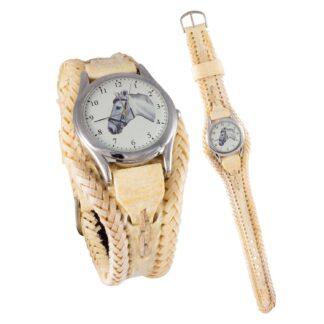 Reloj Con Malla De Cuero Crudo Dama