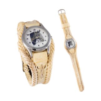 Reloj Con Malla De Cuero Crudo Dama