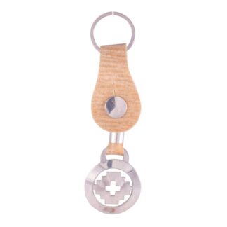 Llavero De Cuero Crudo Con Dije De Alpaca