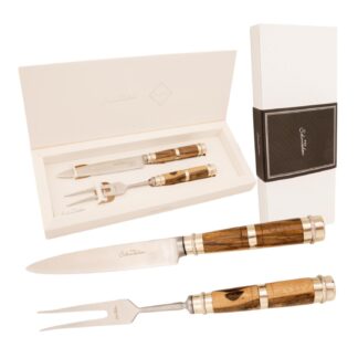 Juego De Cubierto Individual En Madera Y Alpaca 3 Virolas, Linea Fina, En Cajas Laminado Estilo AIRES DE SAN TELMO