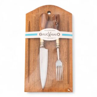 Kit De Tabla y Juego De Cuchillos Madera Y Alpaca Gauchasado