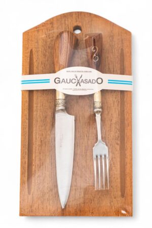 Kit De Tabla y Juego De Cuchillos Madera Y Alpaca Gauchasado