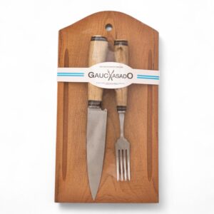Kit De Tabla y Juego De Cuchillos Madera Gauchasado.