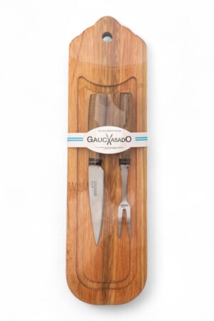 Kit De Tabla Picada Y Juego Cuchillo Tenedor 8 Cm Gauchasado