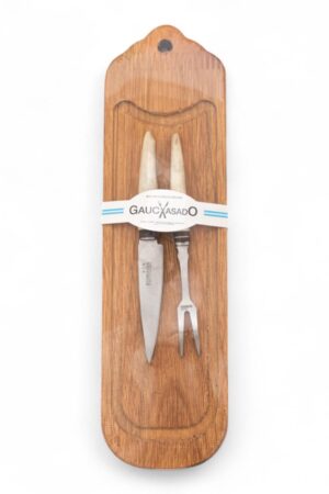 Kit De Tabla Picada Y Juego Cuchillo Tenedor 8 Cm Gauchasado