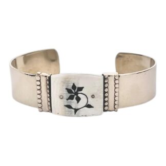 Pulsera Ancha De Alpaca Calada En Asta