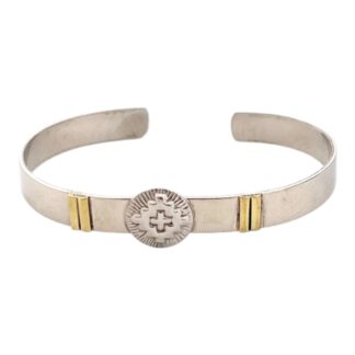 Pulsera De Alpaca Y Bronce Con Dije