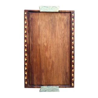 Tabla CUADRADA Taraceada con manijas de Alpaca