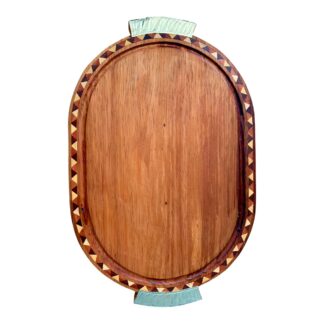 Tabla OVALADA Taraceada con manijas de Alpaca