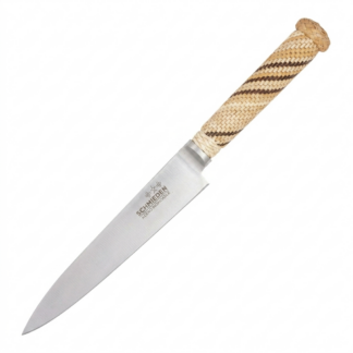 Cuchillo Trenzado Común 14Cm Acero Inox Vaina Cuero Crudo Común