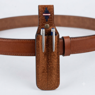 Porta Lapicera De Carpincho Bordado x 2