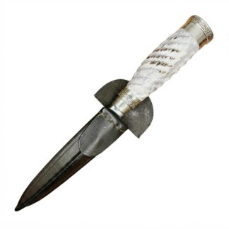 Cuchillo Encabado En Ciervo Galloneada Con Alpaca y Vaina De Cuero Vaqueta
