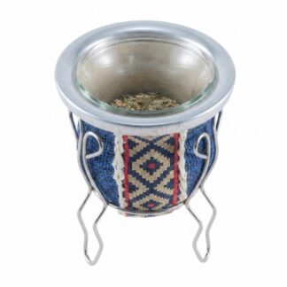 Mate De Vidrio Forrado Con Arpillera y Guarda pampa Con Posa De Metal