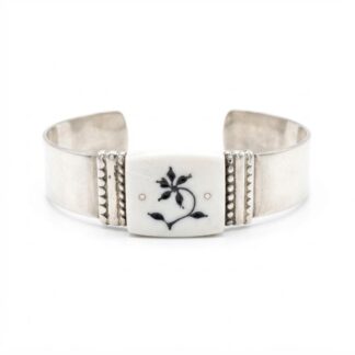 Pulsera Ancha De Alpaca Calada En Asta